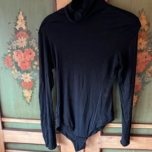 Black cashmere blend roll neck bodysuit